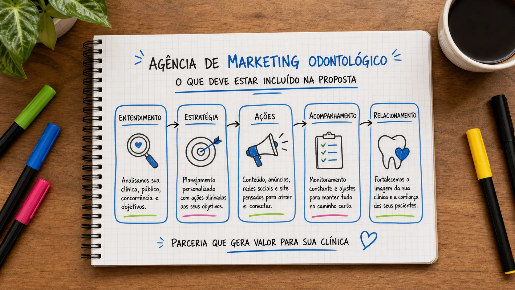 Infográfico sobre agência de marketing odontológico aplicado a clínicas odontológicas.