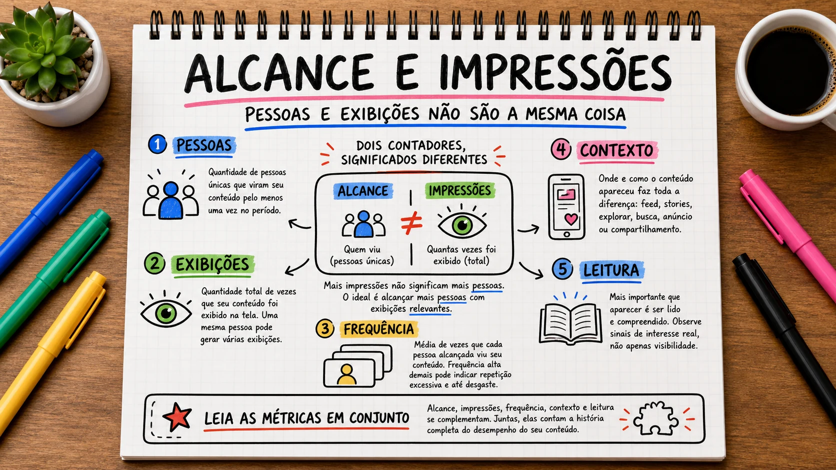 Alcance e impressões representado em uma cena editorial sobre escolha, contexto e decisão.