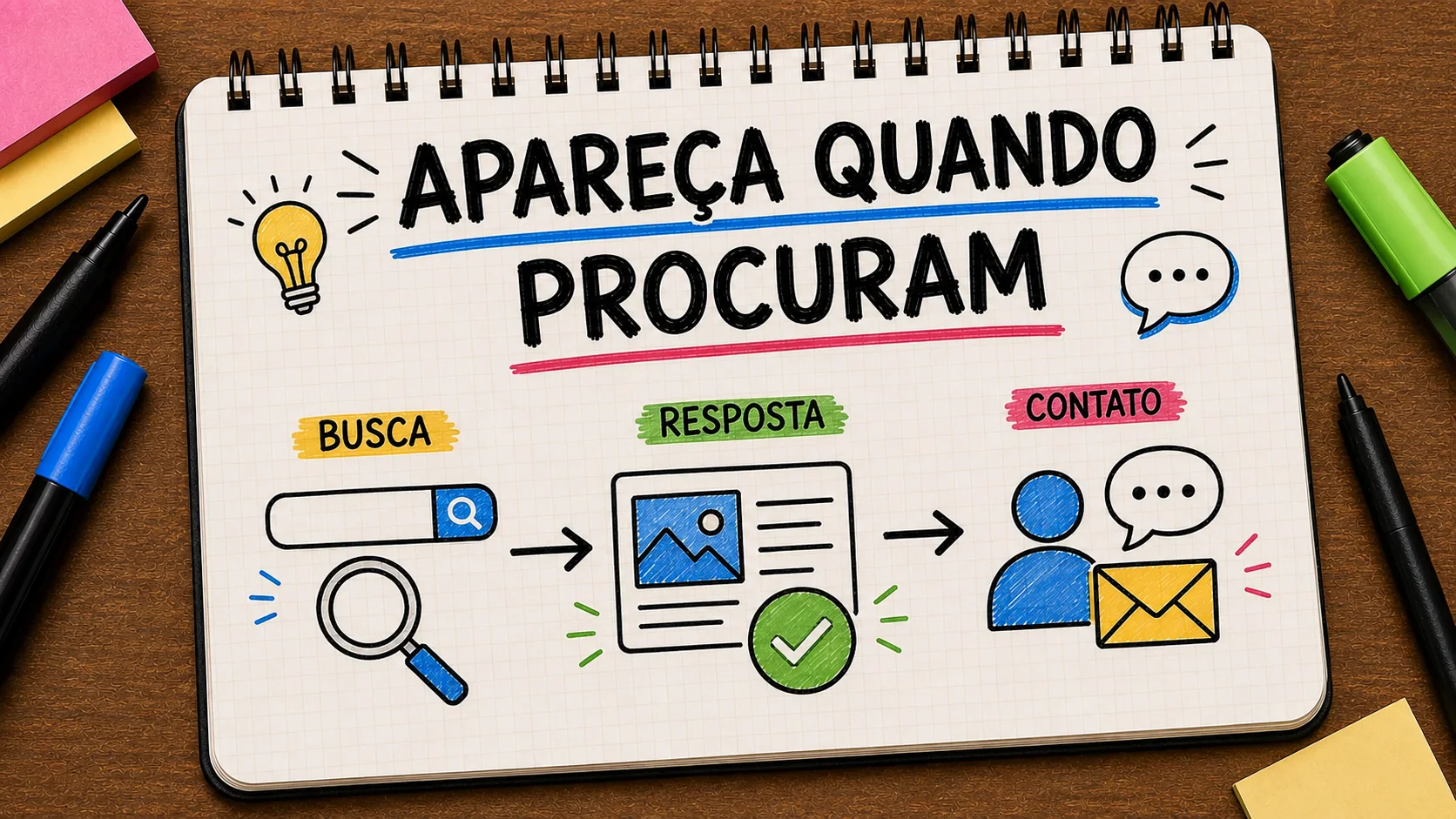 como aparecer quando pesquisam meu serviço representado como caminho entre anúncio, contato e