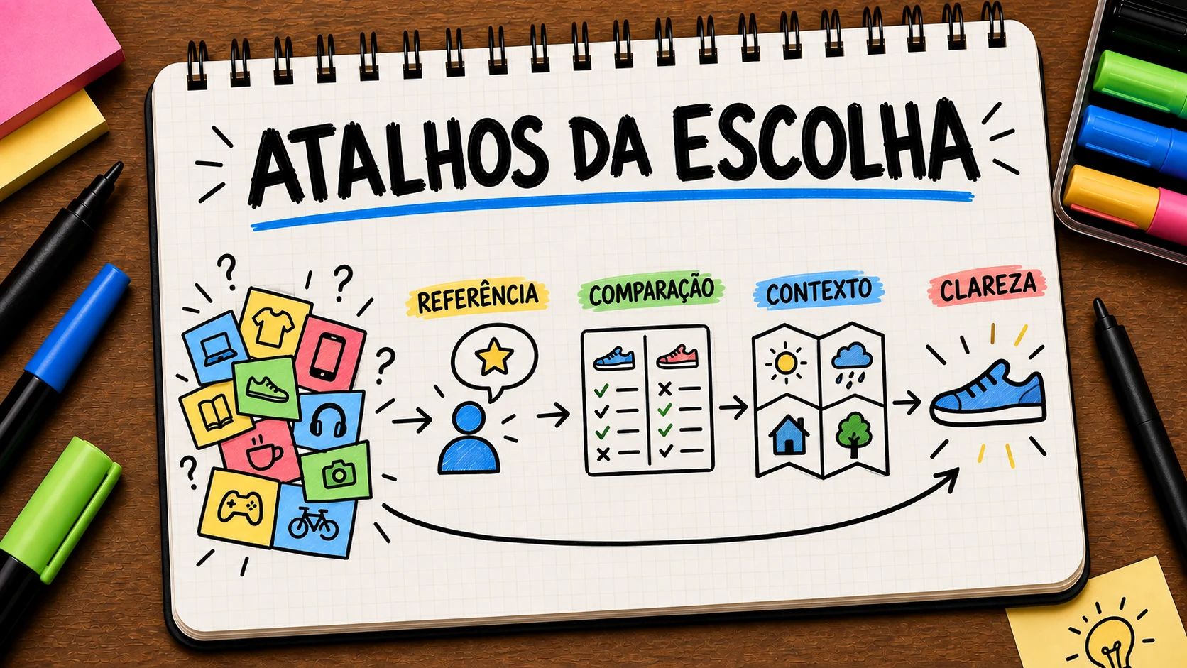 Atalhos mentais na escolha organizando referência, comparação, contexto e clareza