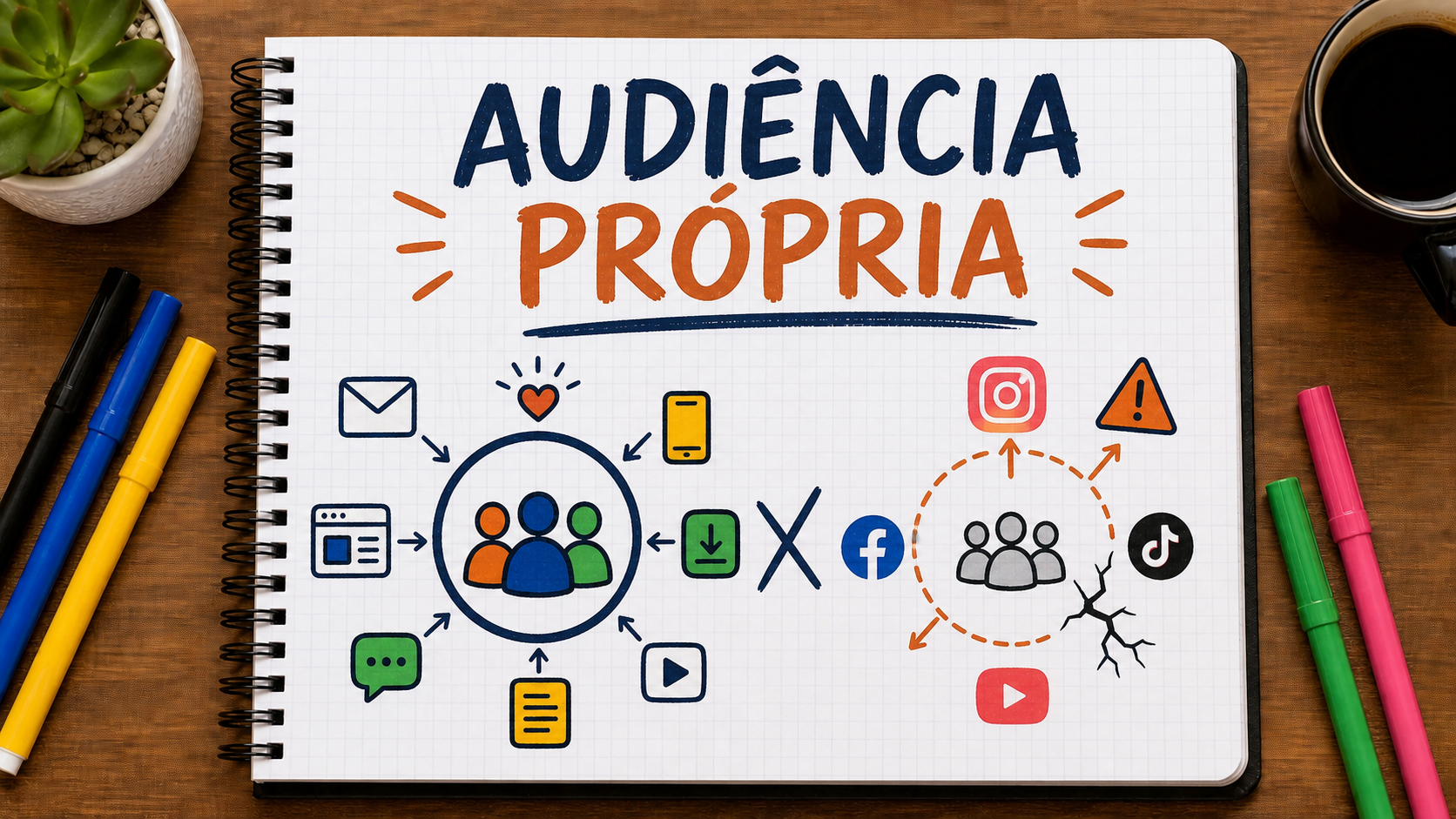 Diagrama conceitual sobre audiência própria no marketing aplicado à estratégia empresarial