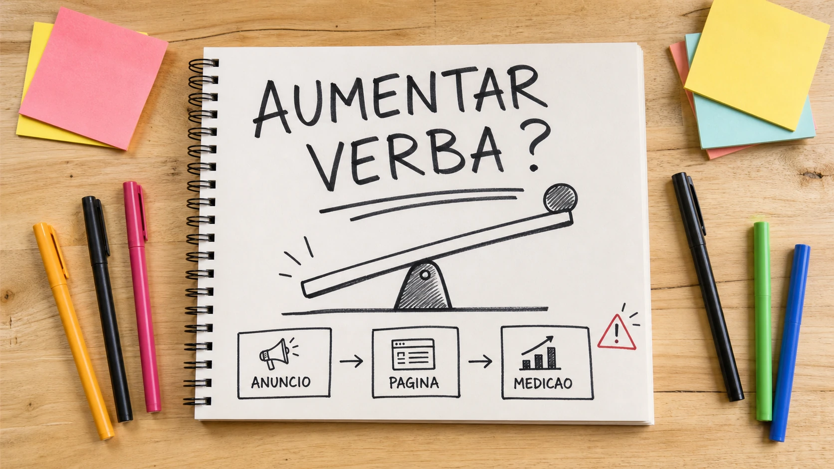 Caderno com decisao sobre aumentar verba em anuncios com pagina e medicao