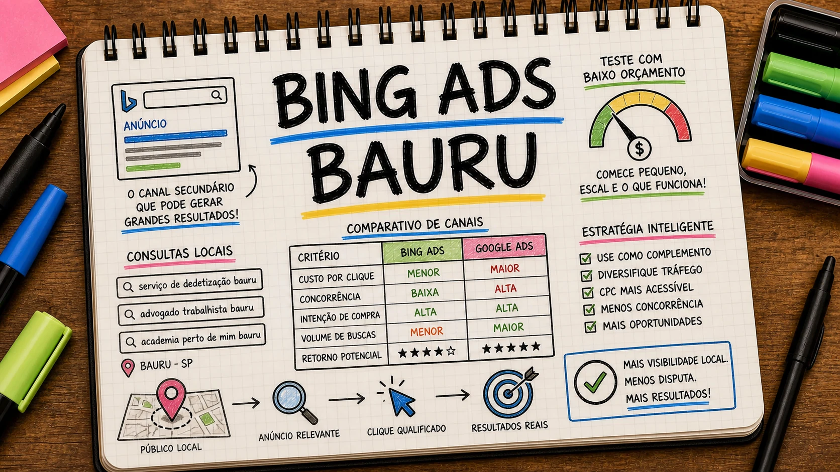 Bing Ads em Bauru comparado com Google Ads como teste complementar de busca