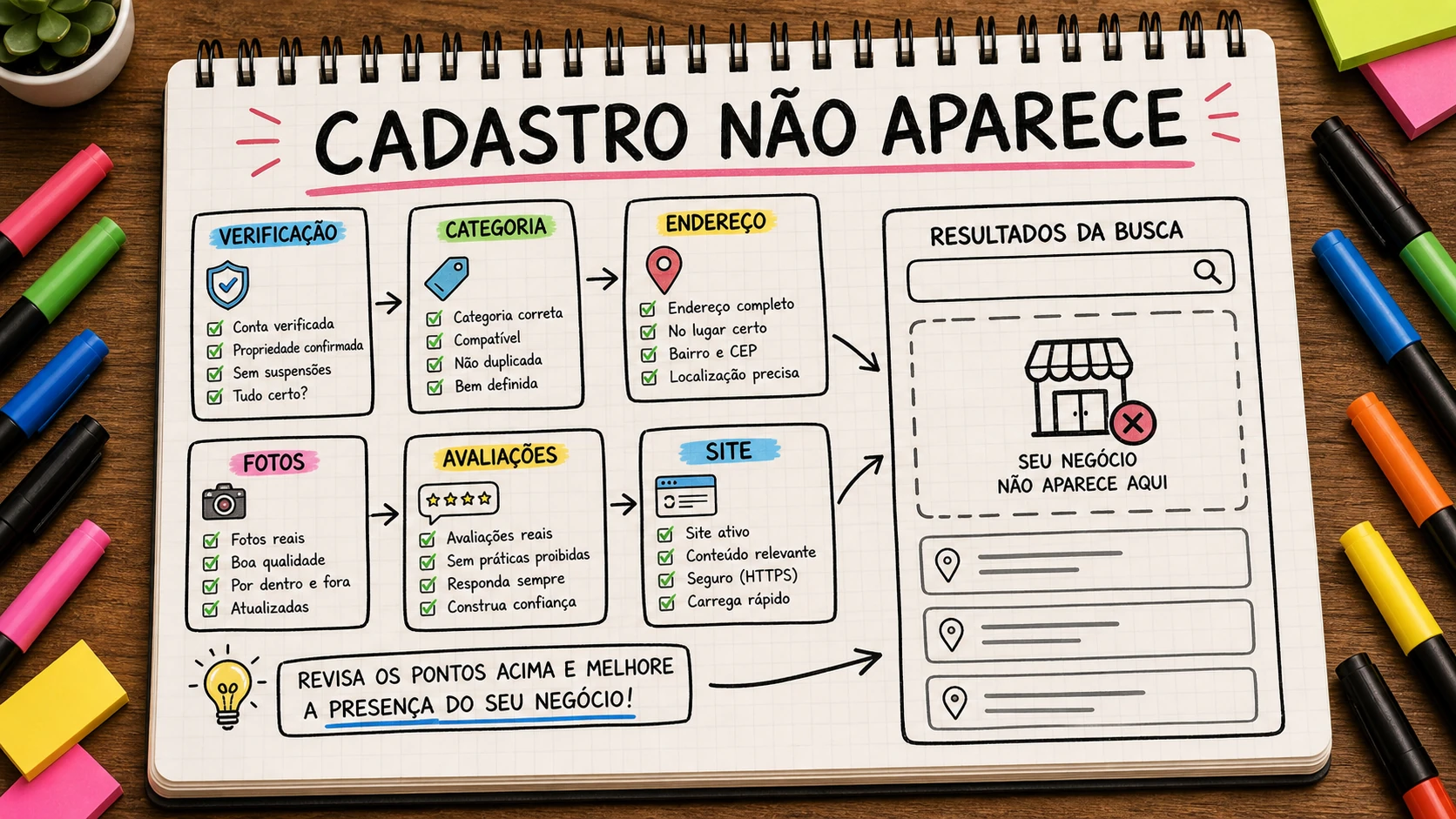cadastro no Google não aparece por dados locais incompletos