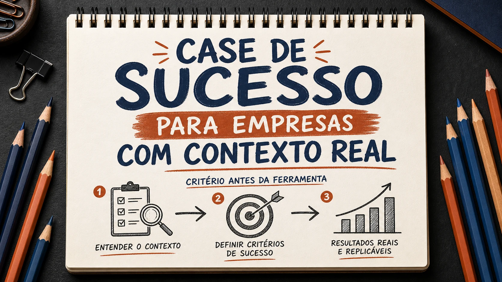 Case de sucesso organizado em uma capa editorial com critérios, canais e próximos passos.