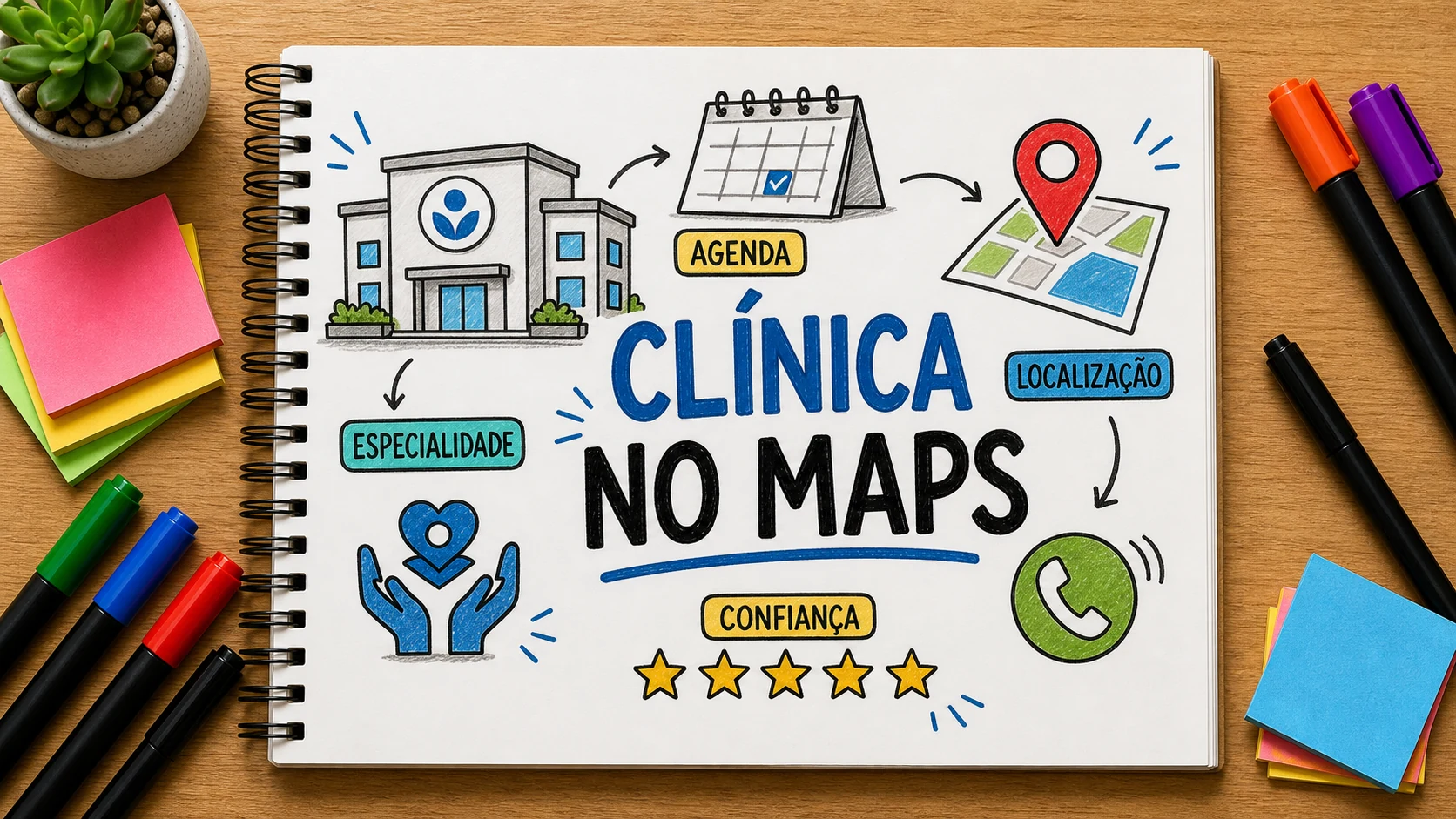 clínica perto de mim Google Maps com sinais de confiança e agendamento