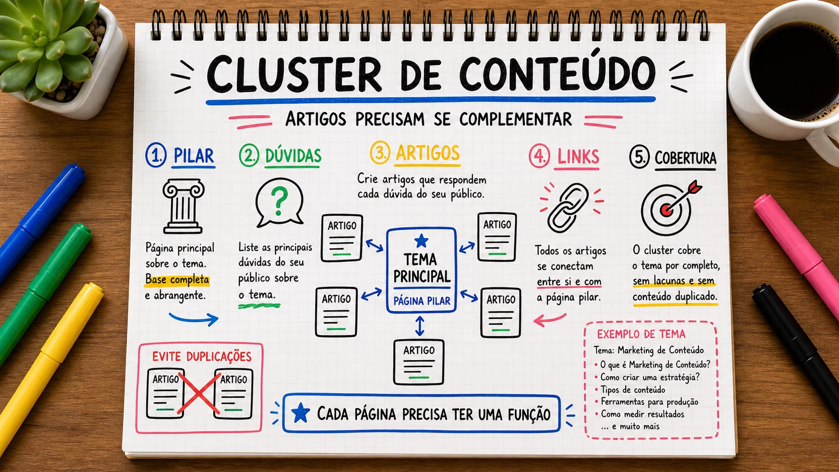 Cluster de conteúdo representado em uma cena editorial sobre escolha, contexto e decisão.