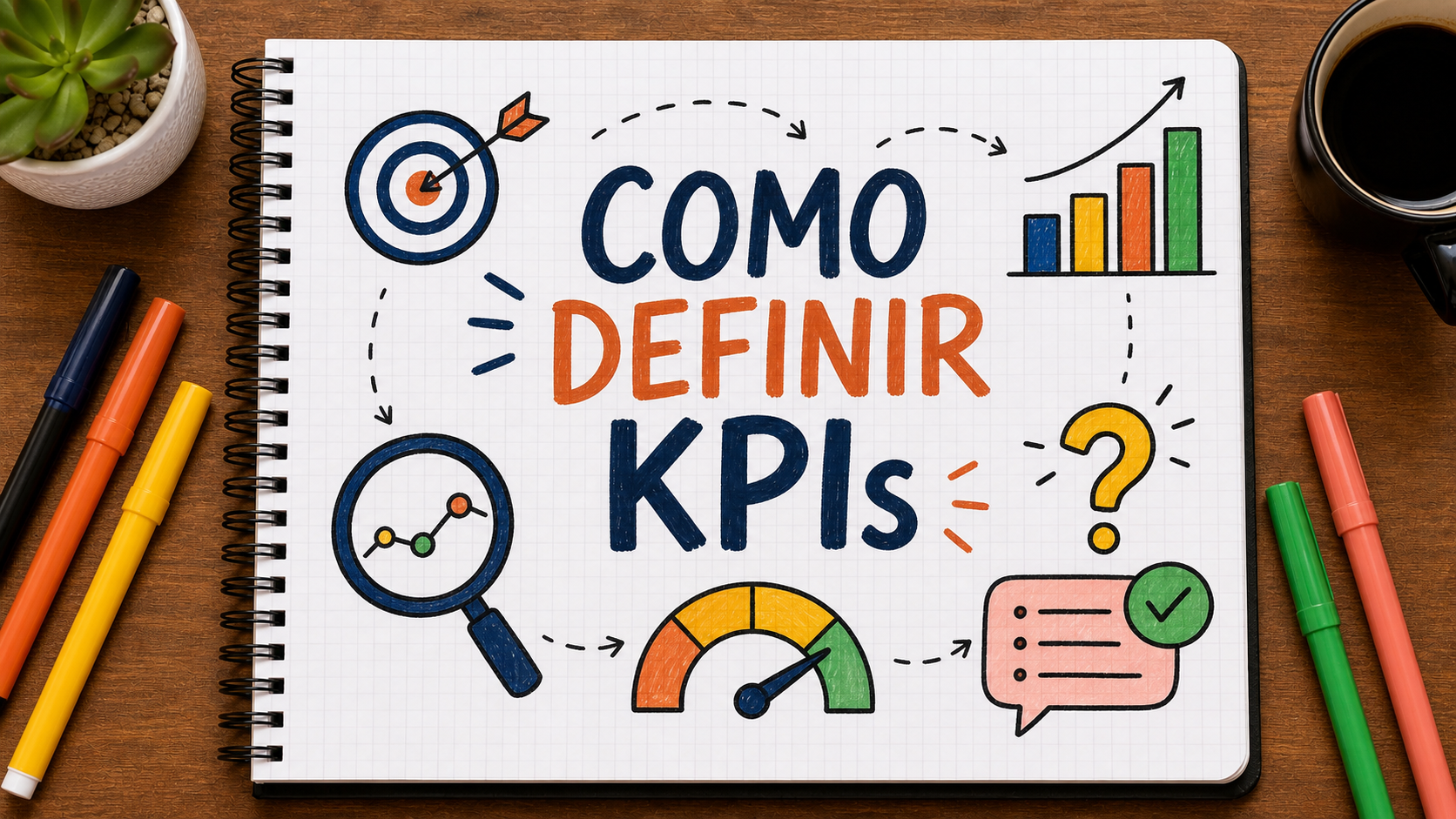 Ilustração editorial sobre como definir KPIs aplicada a empresas