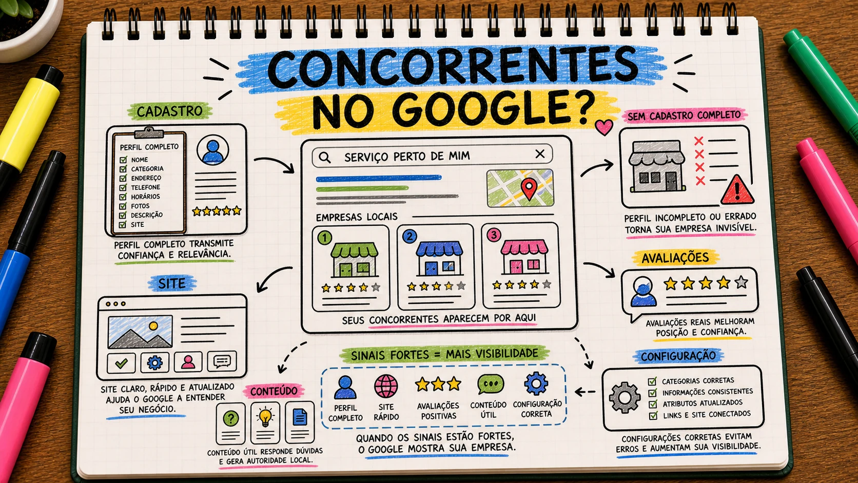 Concorrentes aparecem no Google e eu não por falta de sinais locais
