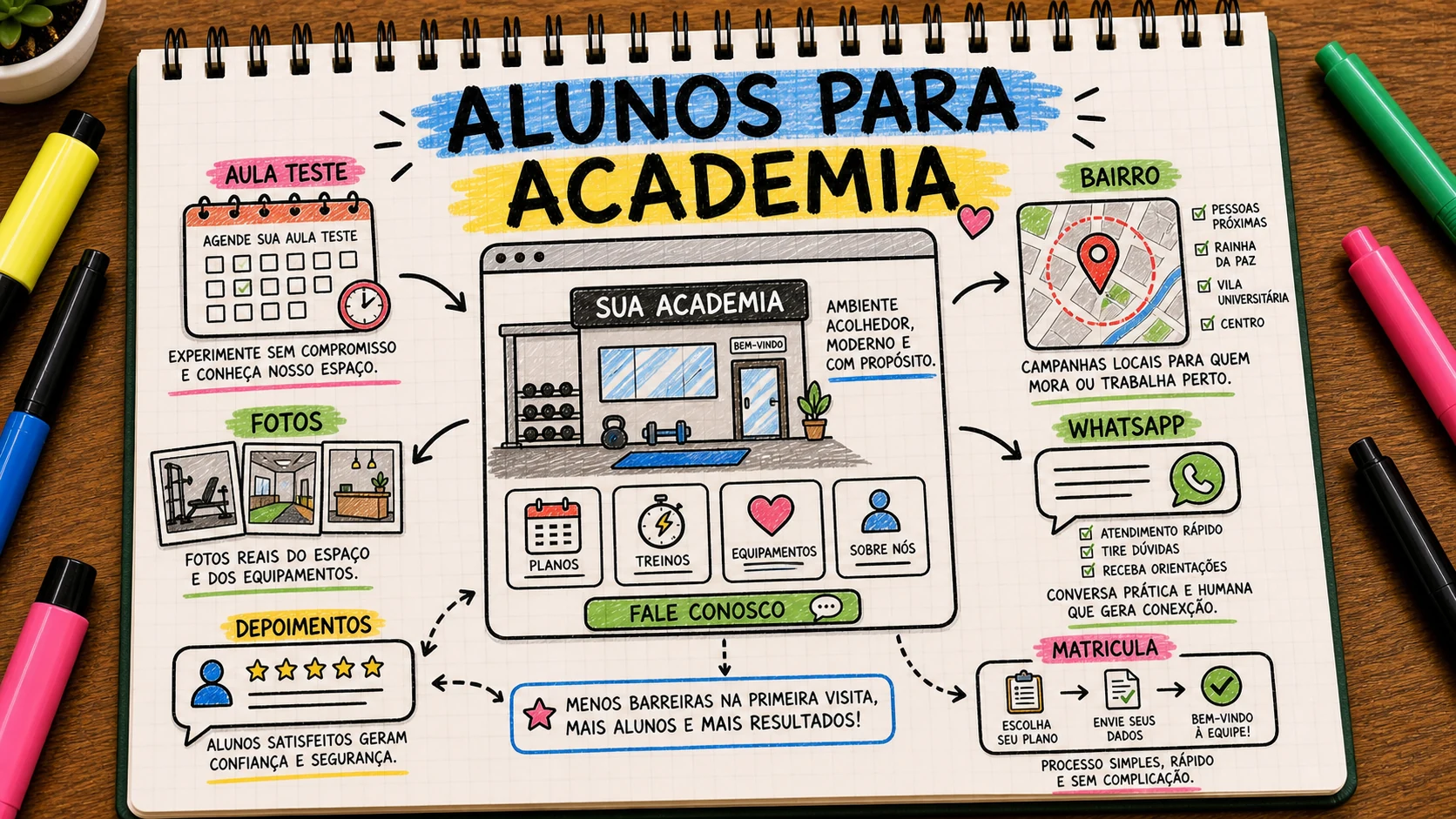 Como conseguir alunos para academia em Bauru com aula experimental e WhatsApp
