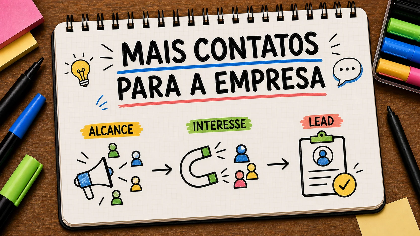 como conseguir mais contatos para empresa representado como caminho entre anúncio, contato e