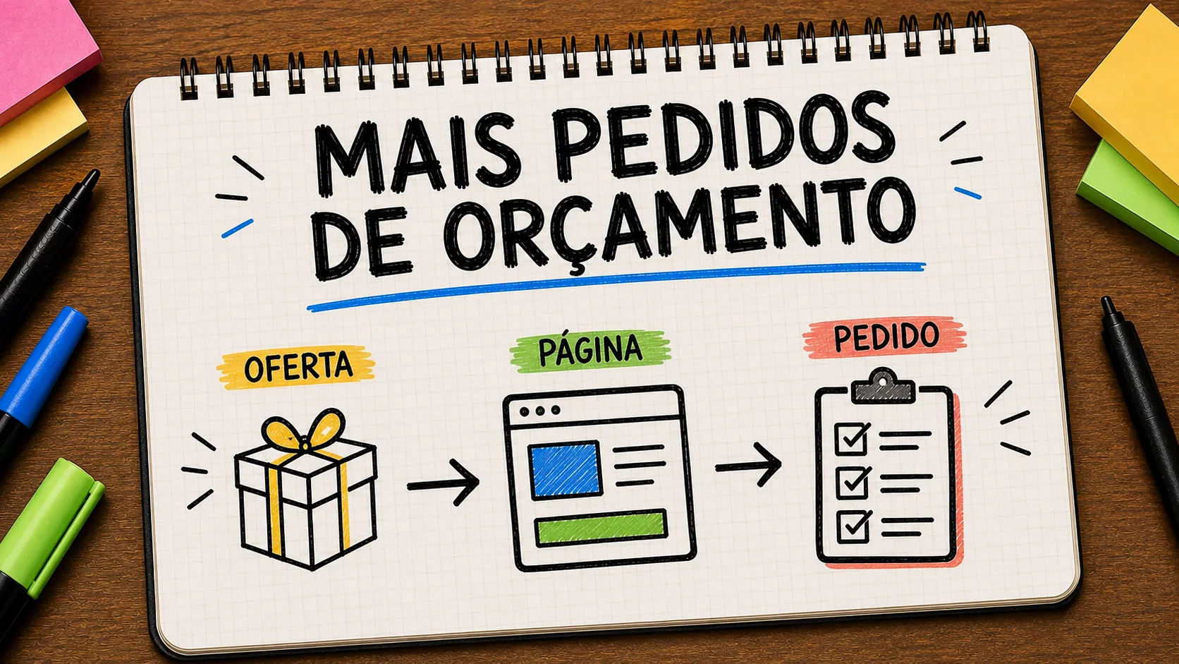 como conseguir mais pedidos de orçamento representado como caminho entre anúncio, contato e