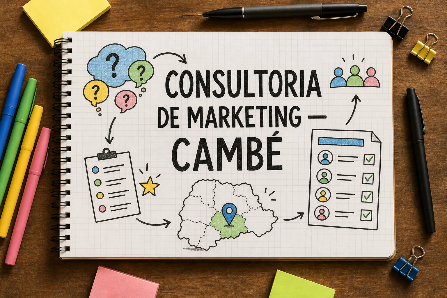 consultoria de marketing digital em Cambé representado por planejamento, canais e decisões comerciais