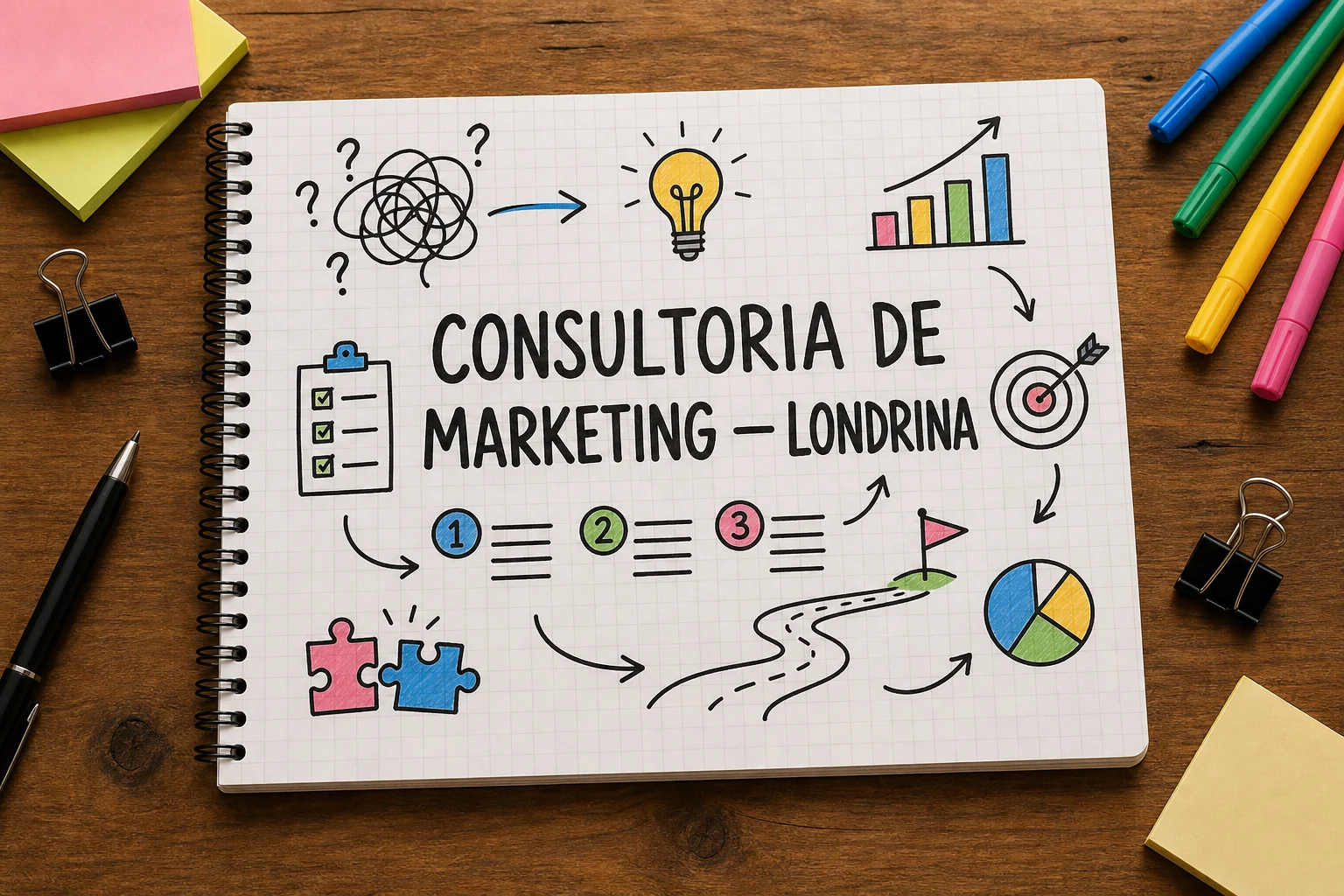 consultoria de marketing digital em Londrina representado por planejamento, canais e decisões comerciais