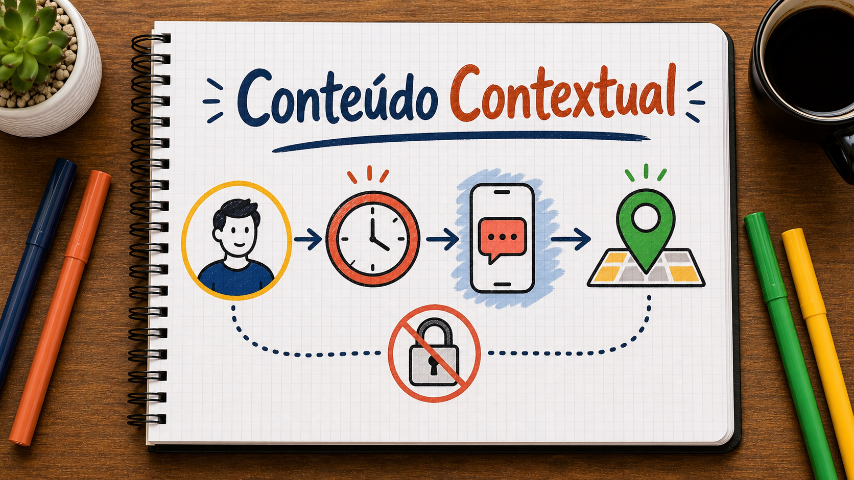Infográfico sobre conteúdo contextual aplicado à operação de marketing