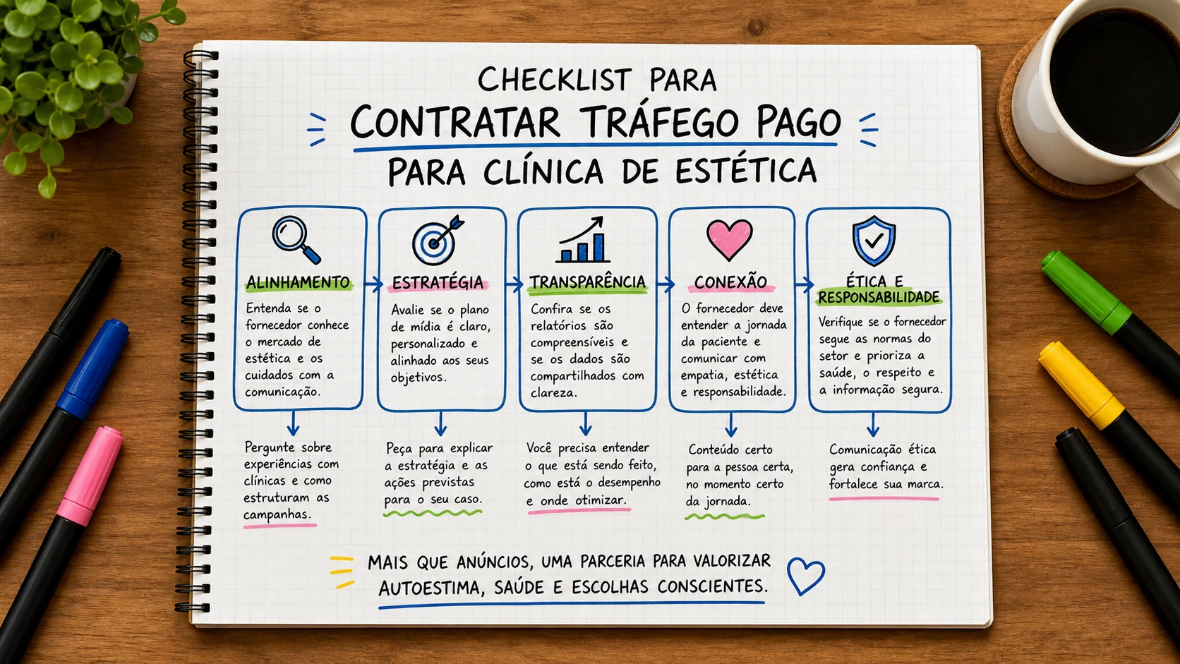 Infográfico sobre contratar tráfego pago para clínica de estética aplicado a clínicas de estética.
