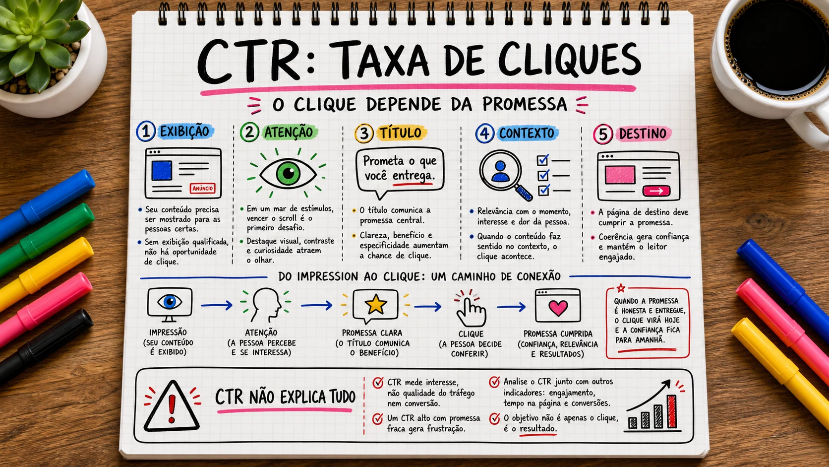 CTR taxa de cliques representado em uma cena editorial sobre escolha, contexto e decisão.