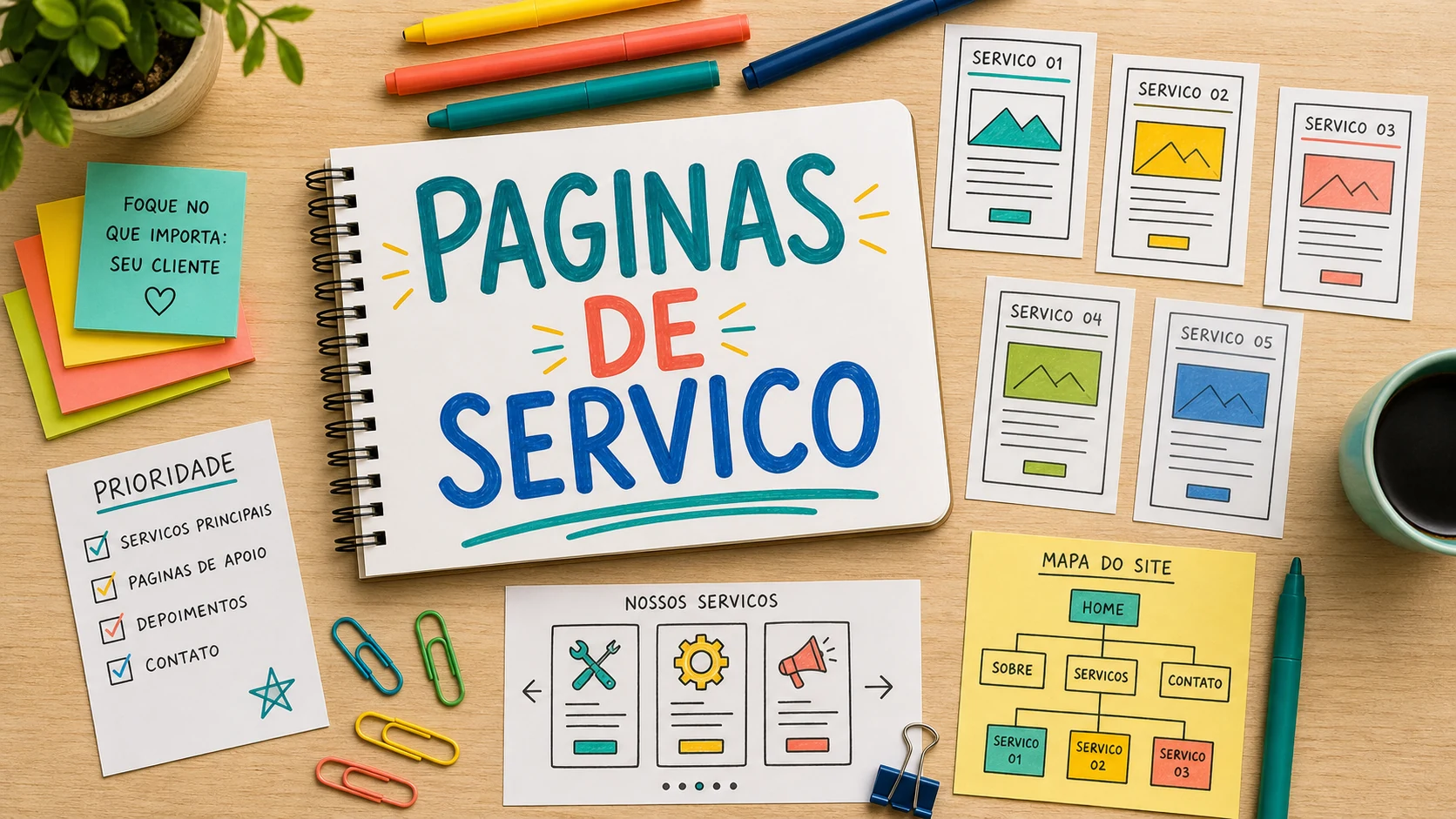 site com páginas de serviço preço definido por escopo e prioridade