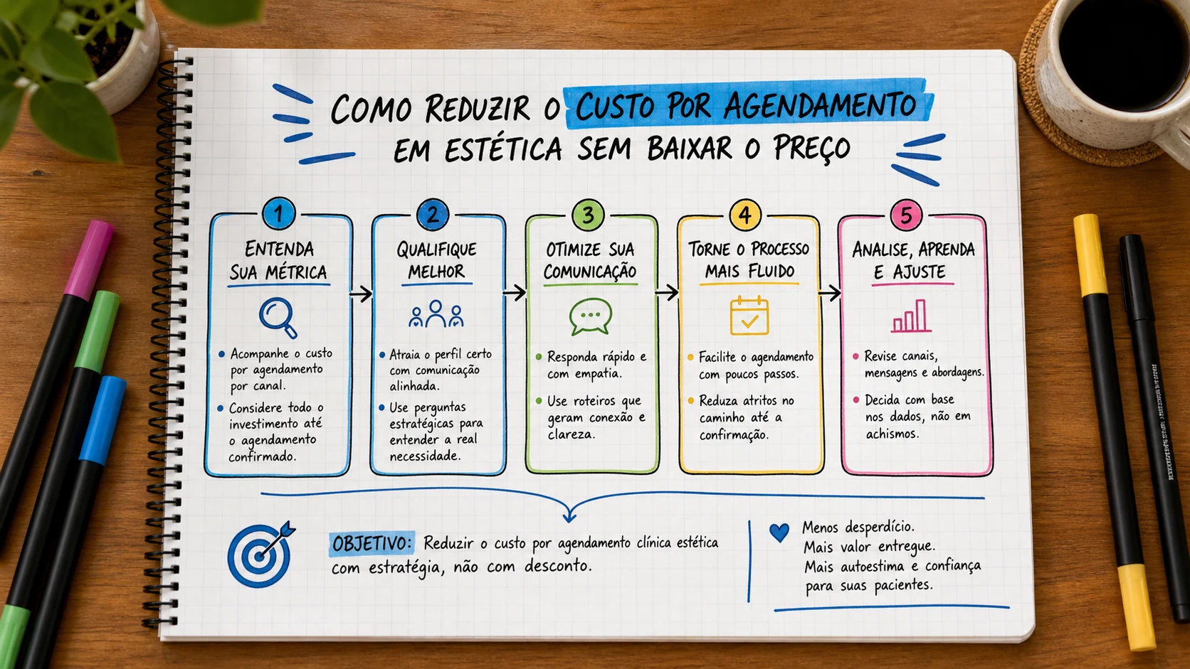 Infográfico sobre custo por agendamento clínica estética aplicado a clínicas de estética.