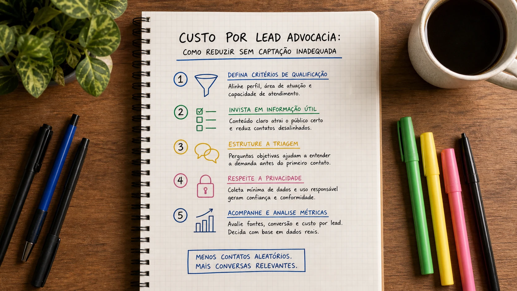 Infográfico sobre custo por lead advocacia aplicado a escritórios de advocacia.