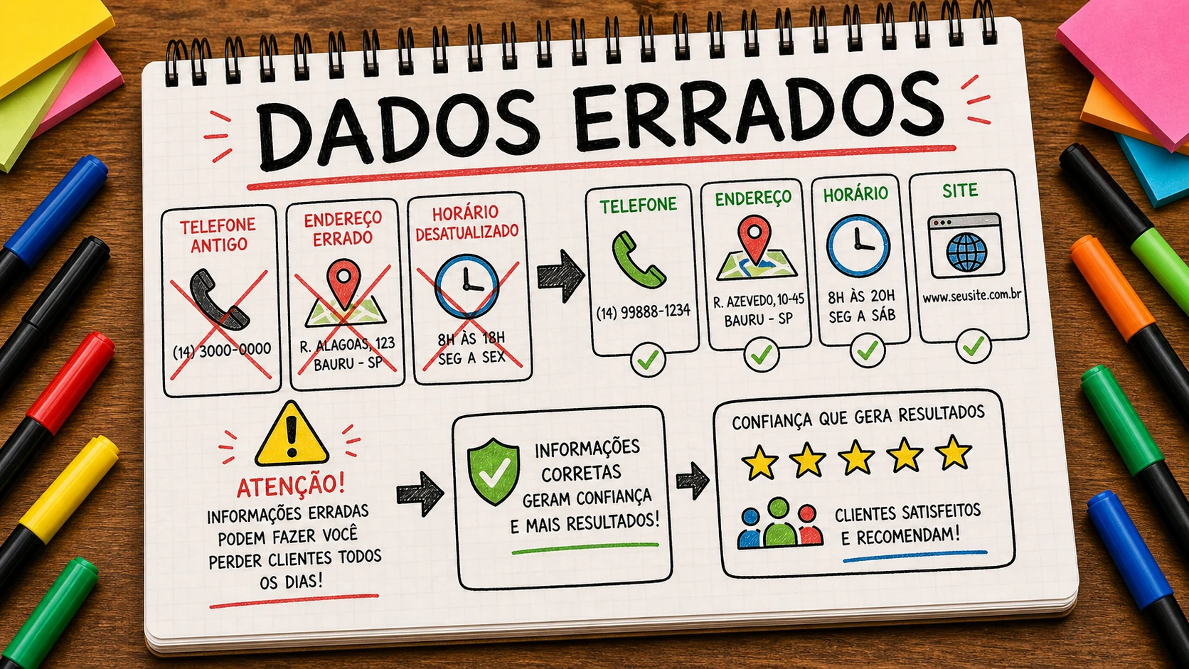 dados errados na internet confundindo clientes de negócio local