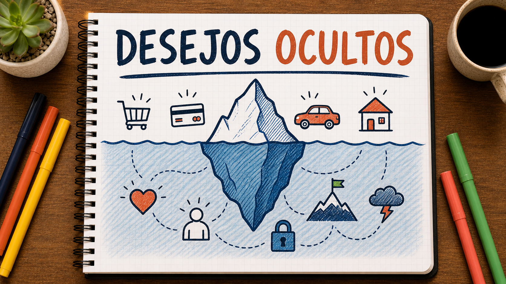 Ilustração sobre desejos ocultos na publicidade aplicada à publicidade e ao marketing