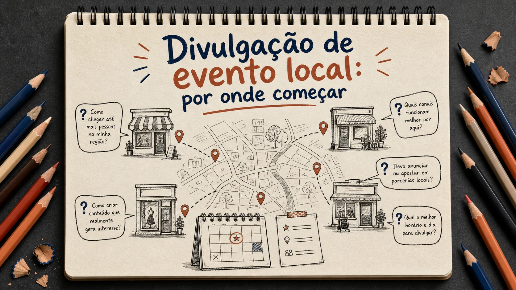 Divulgação de evento local em uma cena editorial sobre diagnóstico, escolha e próximos passos.