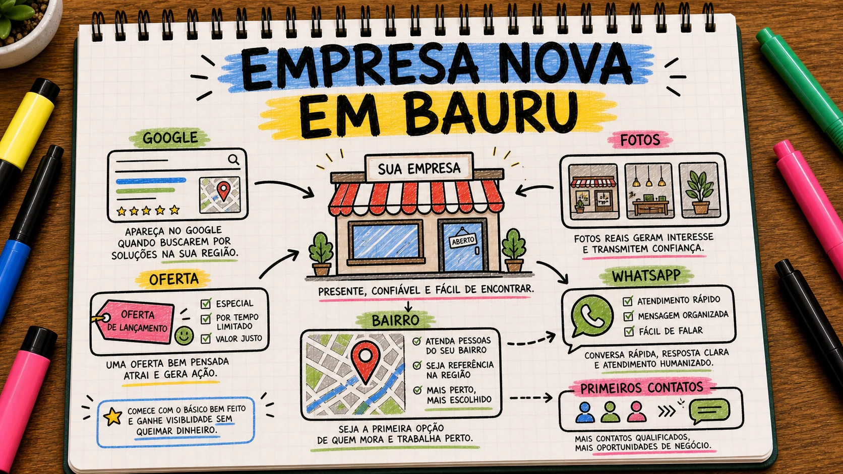 Como divulgar empresa nova em Bauru com Google, oferta inicial e WhatsApp