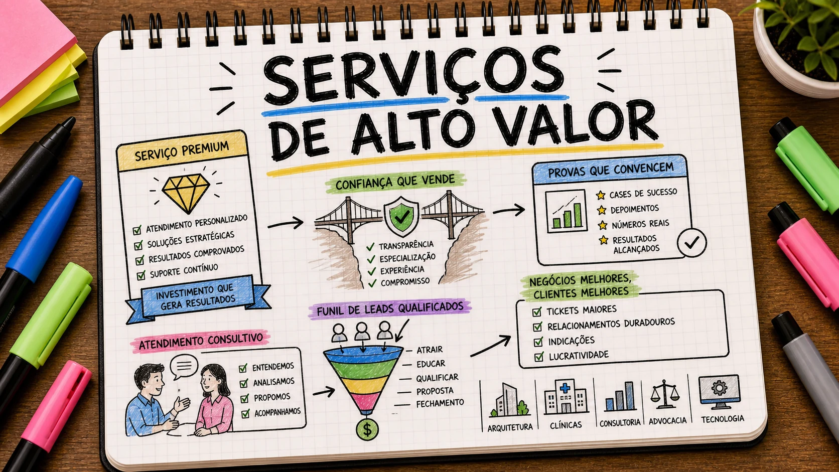 Divulgar serviços de alto valor com prova social e jornada de confiança