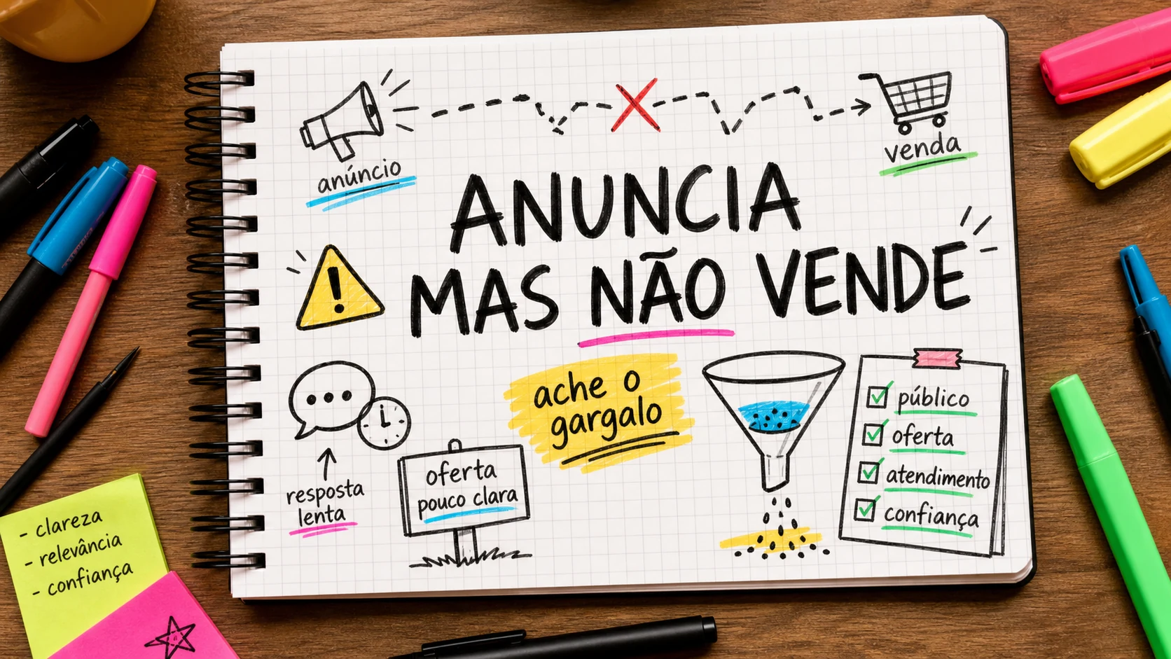 Empresa anuncia mas não vende analisando público, oferta e atendimento