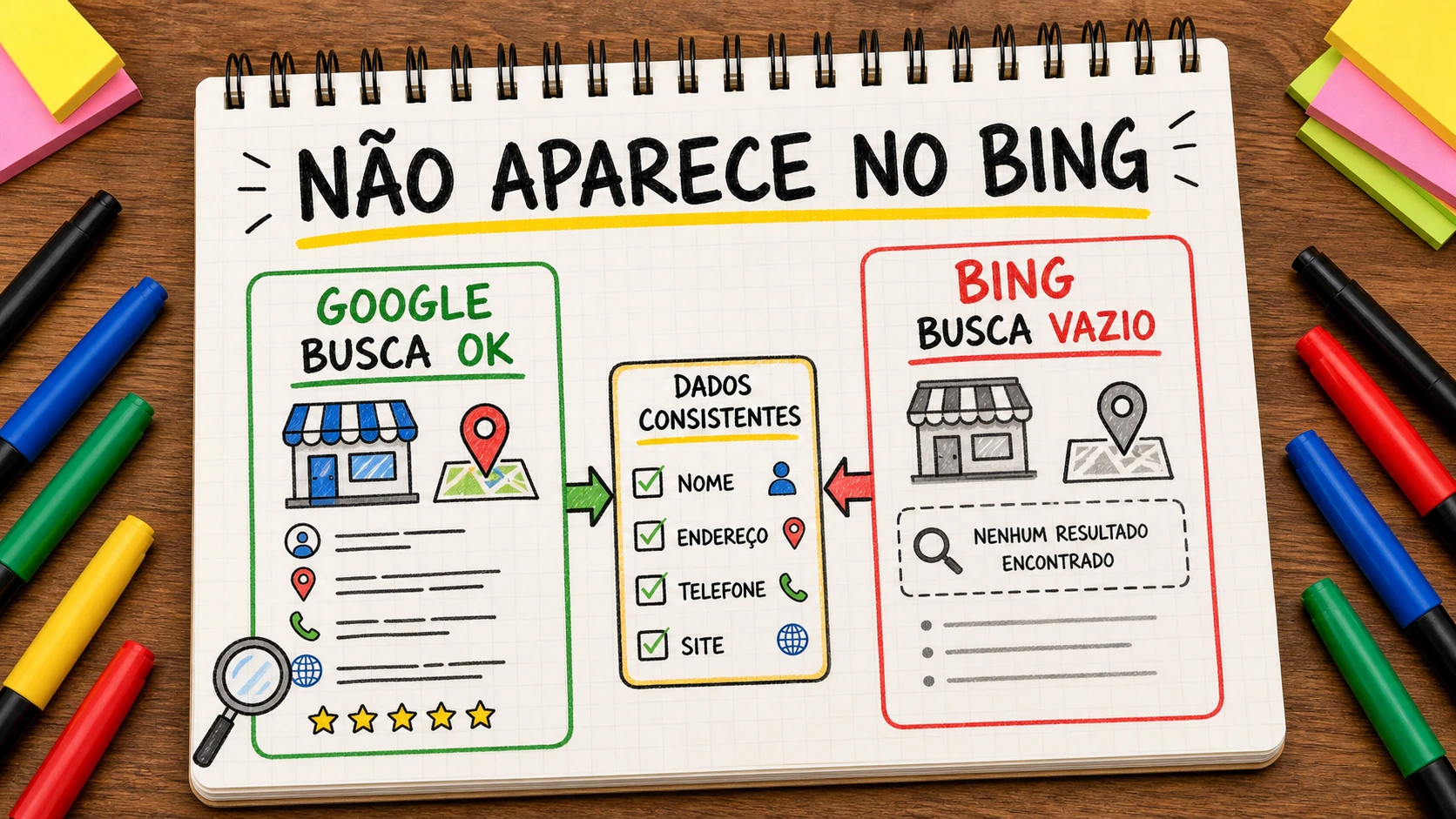 empresa não aparece no Bing por falta de dados locais consistentes