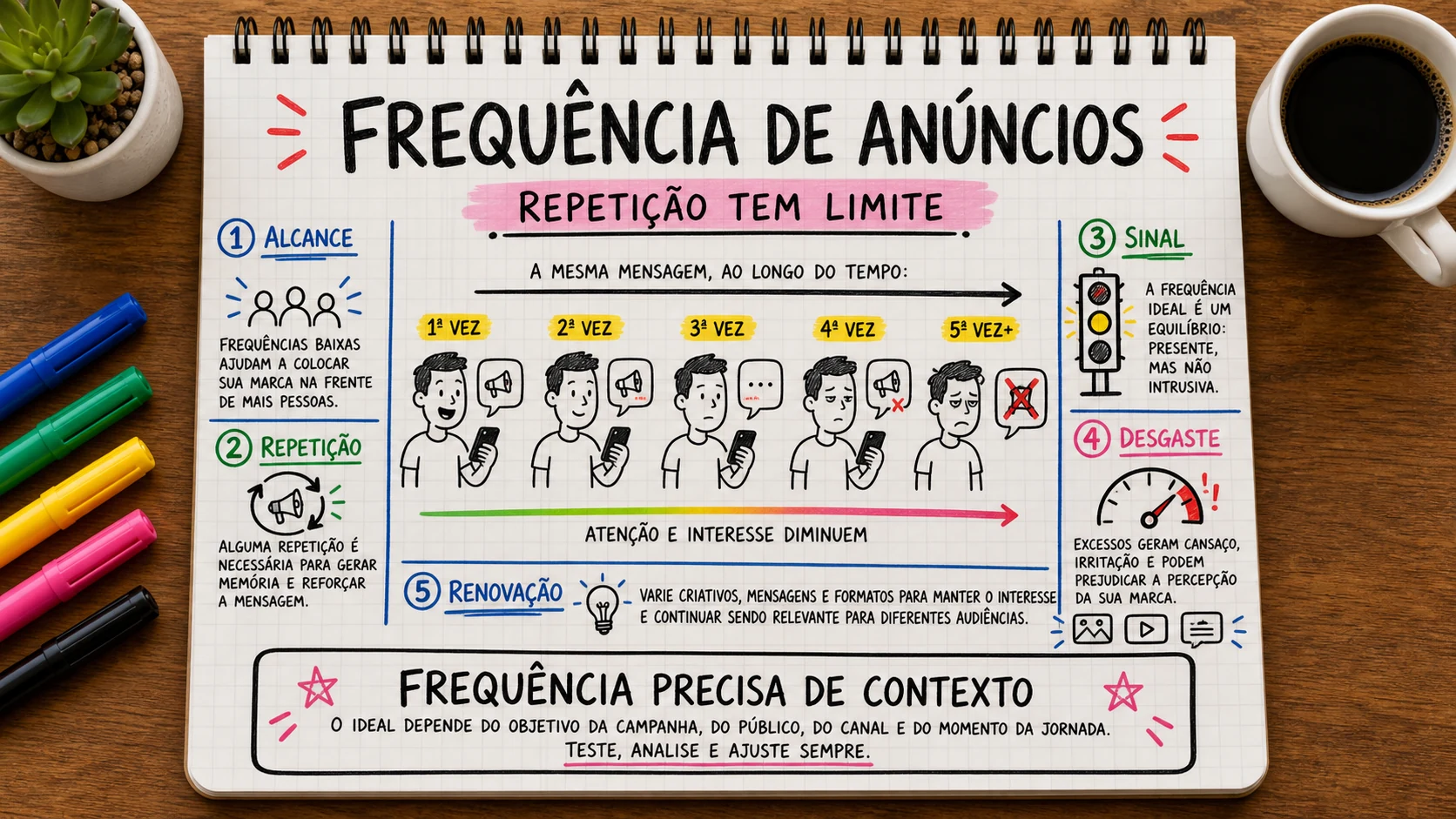 Frequência de anúncios representado em uma cena editorial sobre escolha, contexto e decisão.