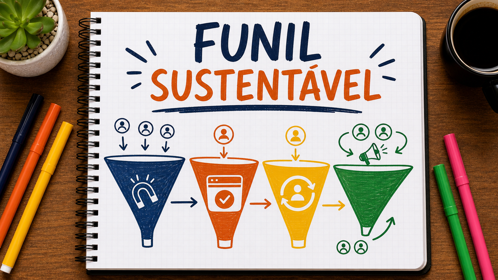 Diagrama conceitual sobre funil de marketing sustentável aplicado à estratégia empresarial