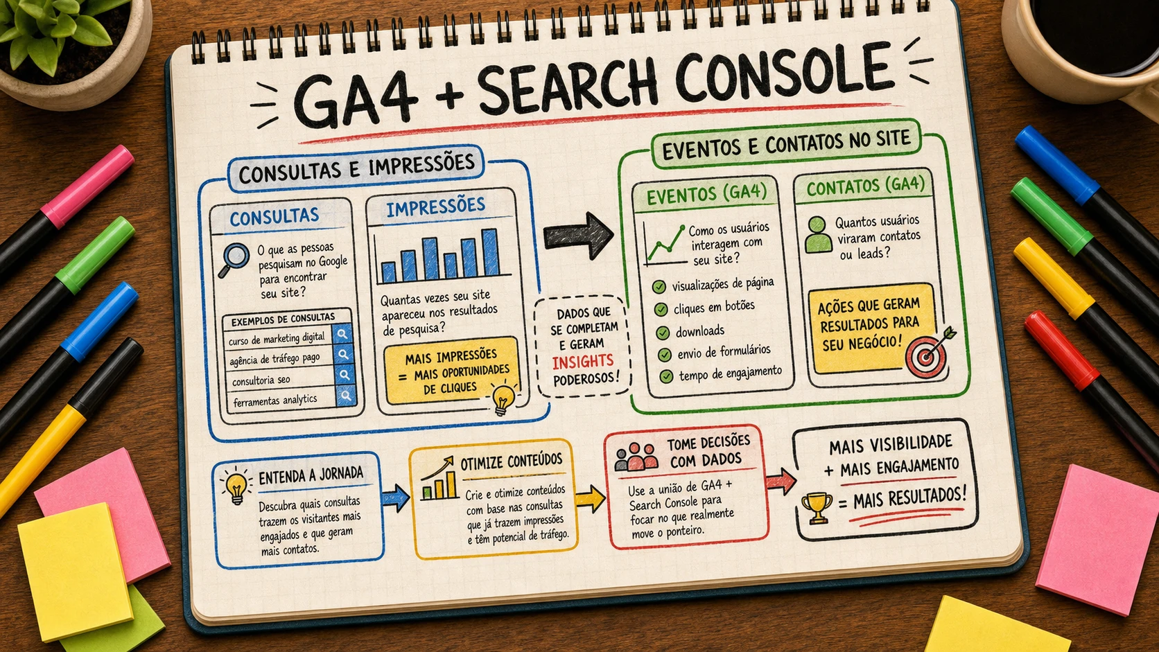 GA4 e Search Console unidos para medir buscas, páginas e contatos no site