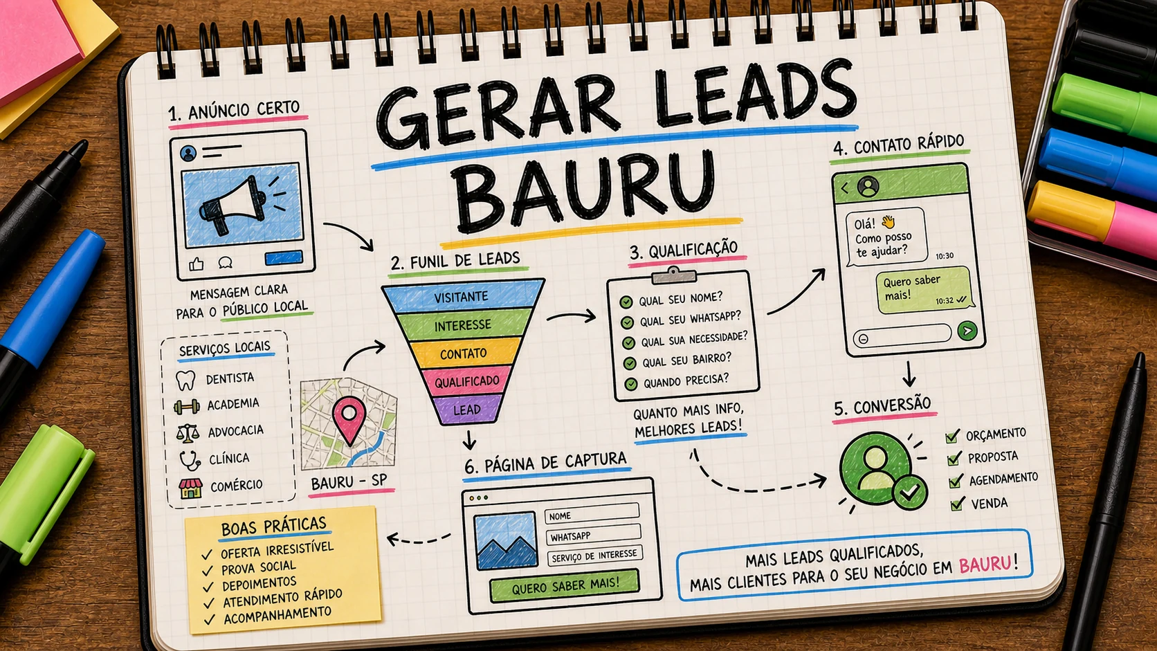 Gerar leads em Bauru com tráfego pago, landing page, WhatsApp e qualificação