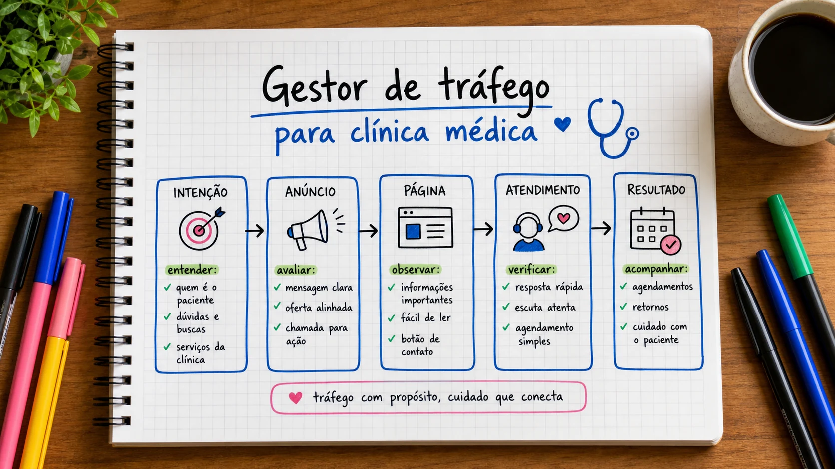 Infográfico sobre gestor de tráfego para clínica médica aplicado a clínicas médicas.