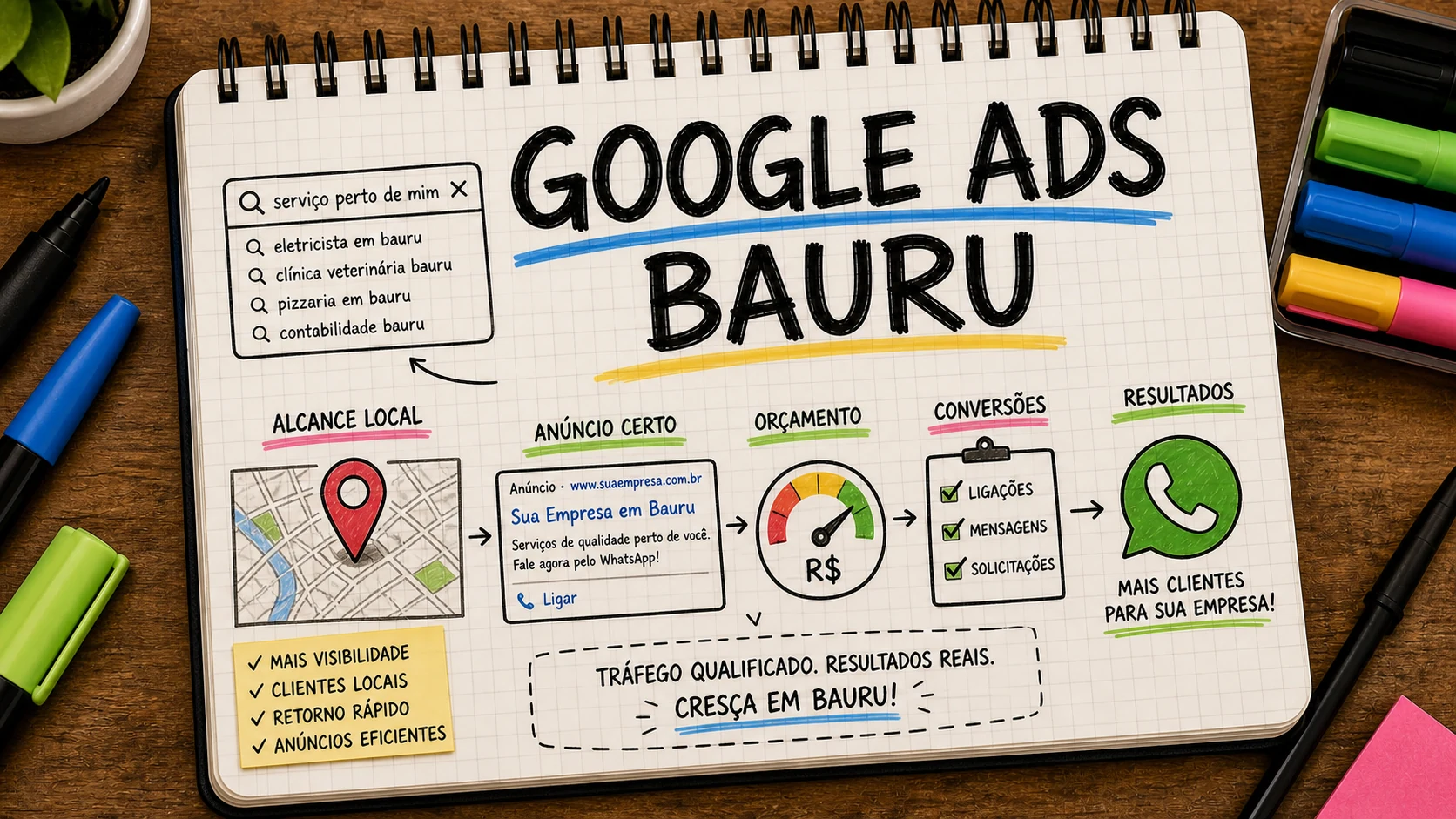 Google Ads em Bauru sendo avaliado por buscas locais e conversões reais