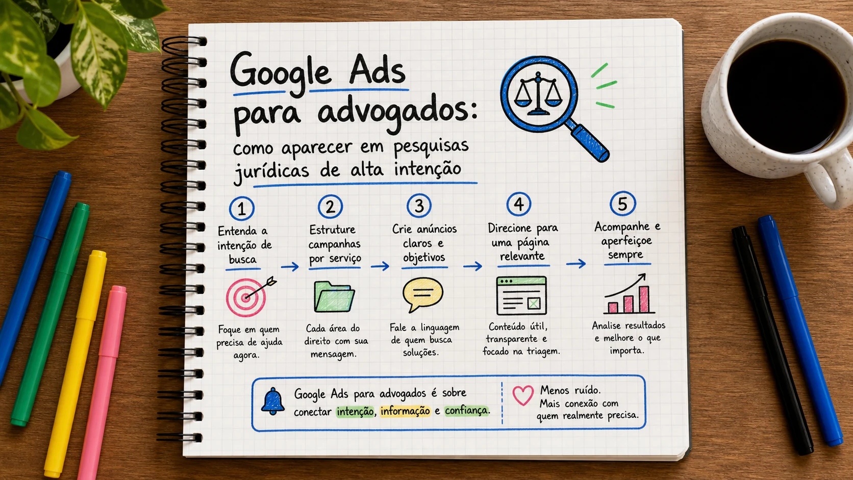 Infográfico sobre Google Ads para advogados aplicado a escritórios de advocacia.