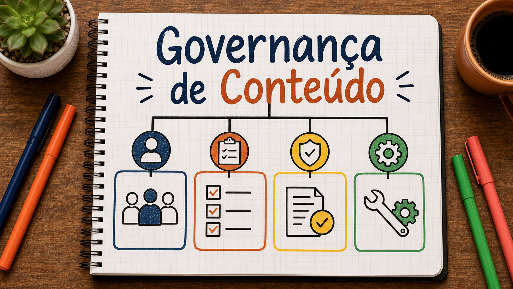 Infográfico sobre governança de conteúdo aplicado à operação de marketing