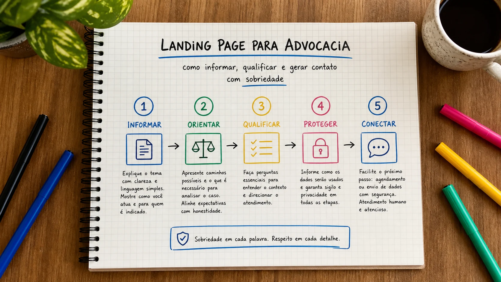 Infográfico sobre landing page para advocacia aplicado a escritórios de advocacia.