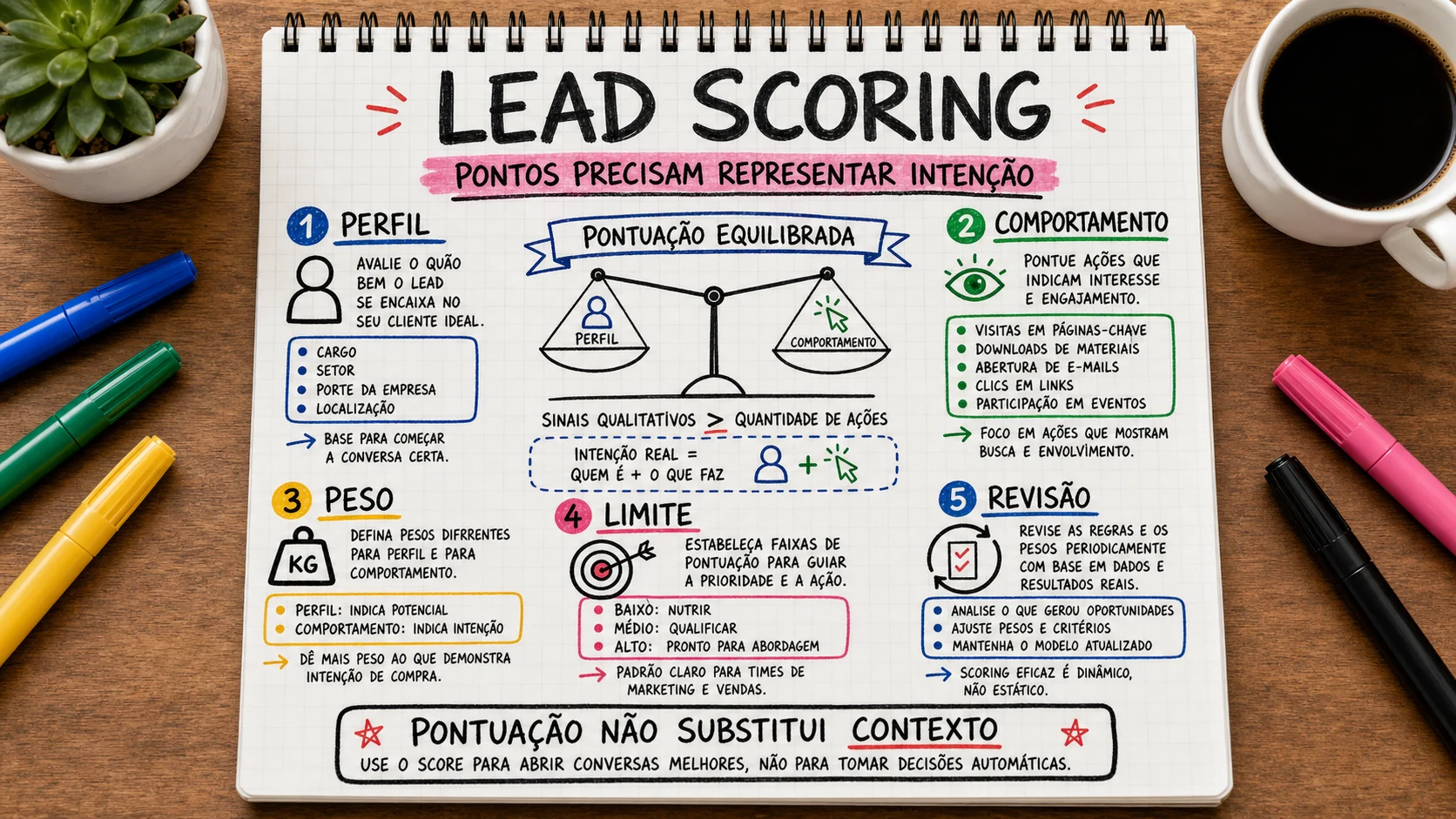 Lead scoring representado em uma cena editorial sobre escolha, contexto e decisão.