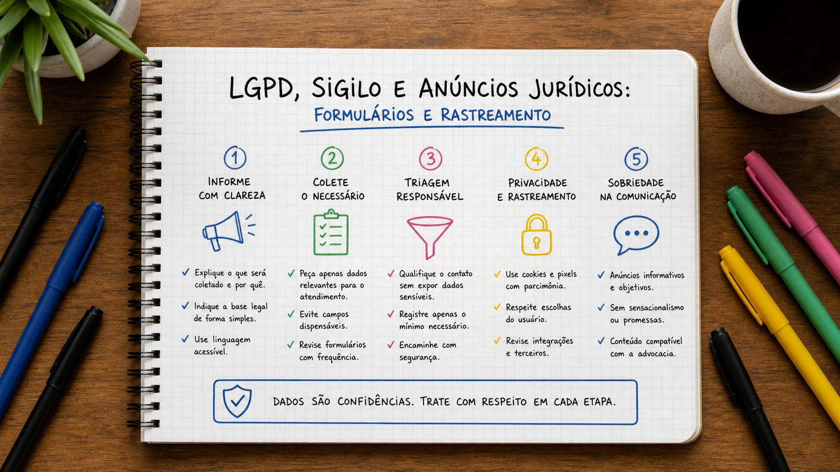Infográfico sobre LGPD marketing jurídico aplicado a escritórios de advocacia.