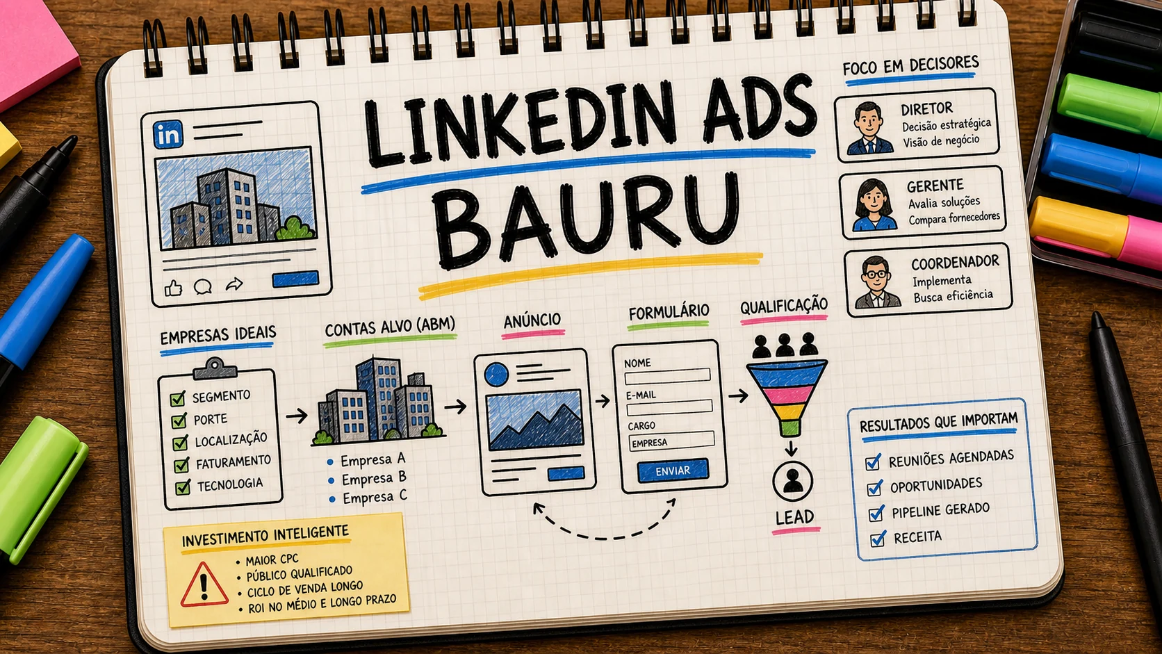 LinkedIn Ads em Bauru segmentando empresas B2B, cargos e ofertas consultivas