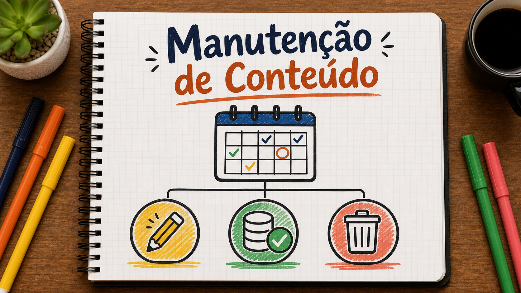 Infográfico sobre manutenção de conteúdo aplicado à operação de marketing