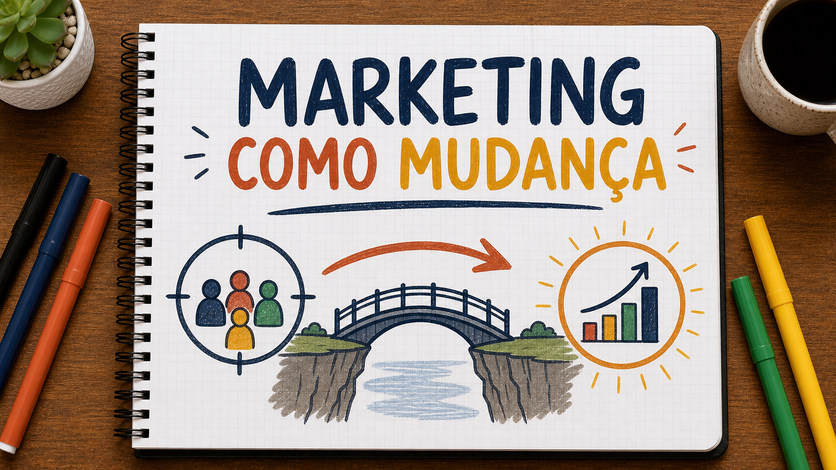 Diagrama conceitual sobre marketing como mudança aplicado à estratégia empresarial