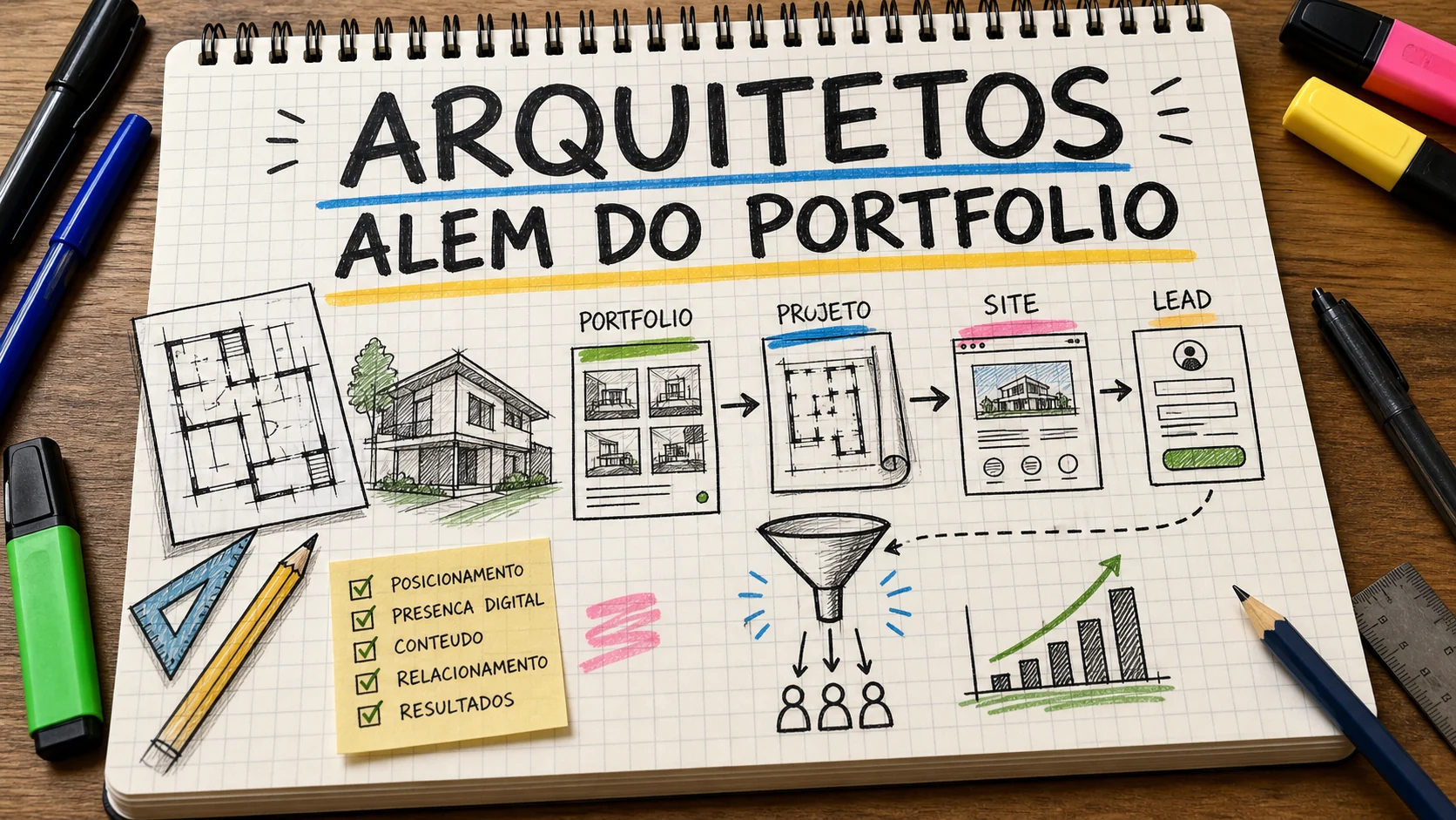 Marketing digital para arquitetos com portfólio, SEO local e captação de projetos