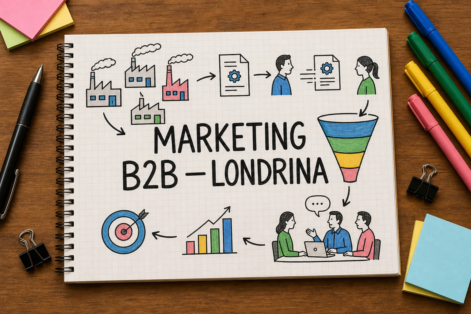 marketing digital B2B em Londrina representado por planejamento, canais e decisões comerciais