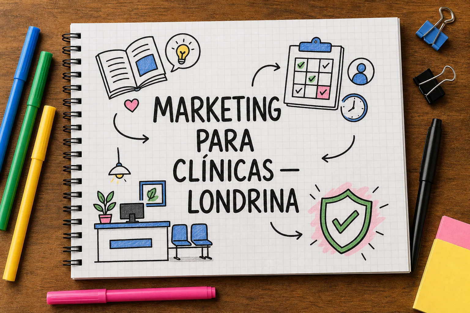 marketing digital para clínicas em Londrina representado por planejamento, canais e decisões comerciais