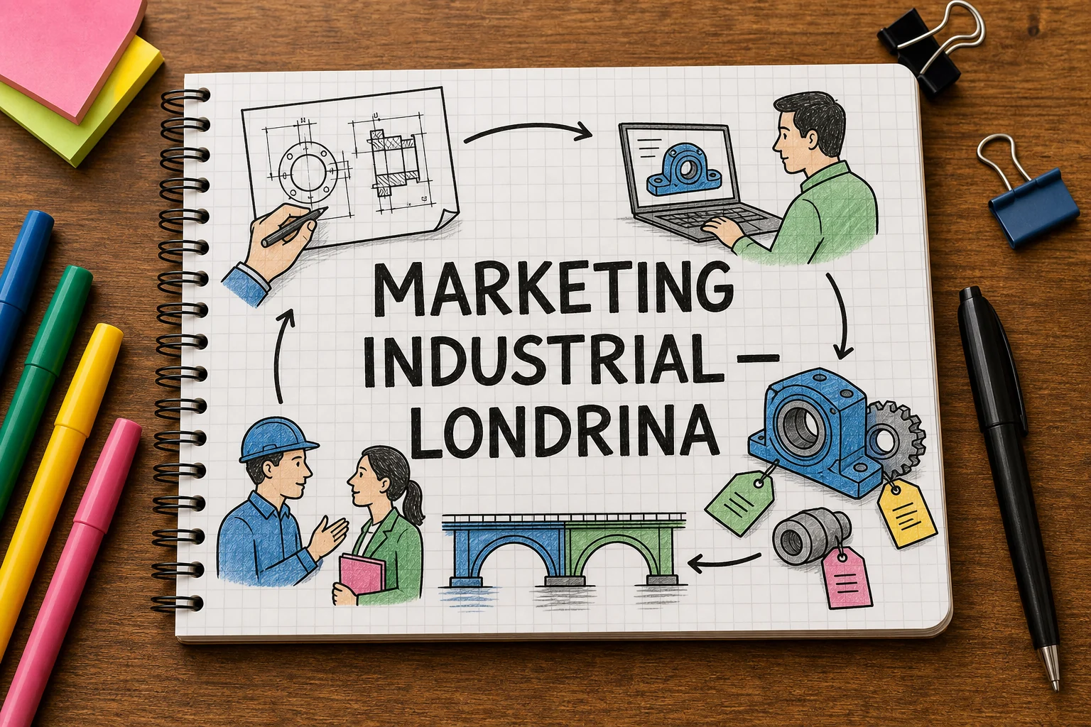marketing digital para indústrias em Londrina representado por planejamento, canais e decisões comerciais