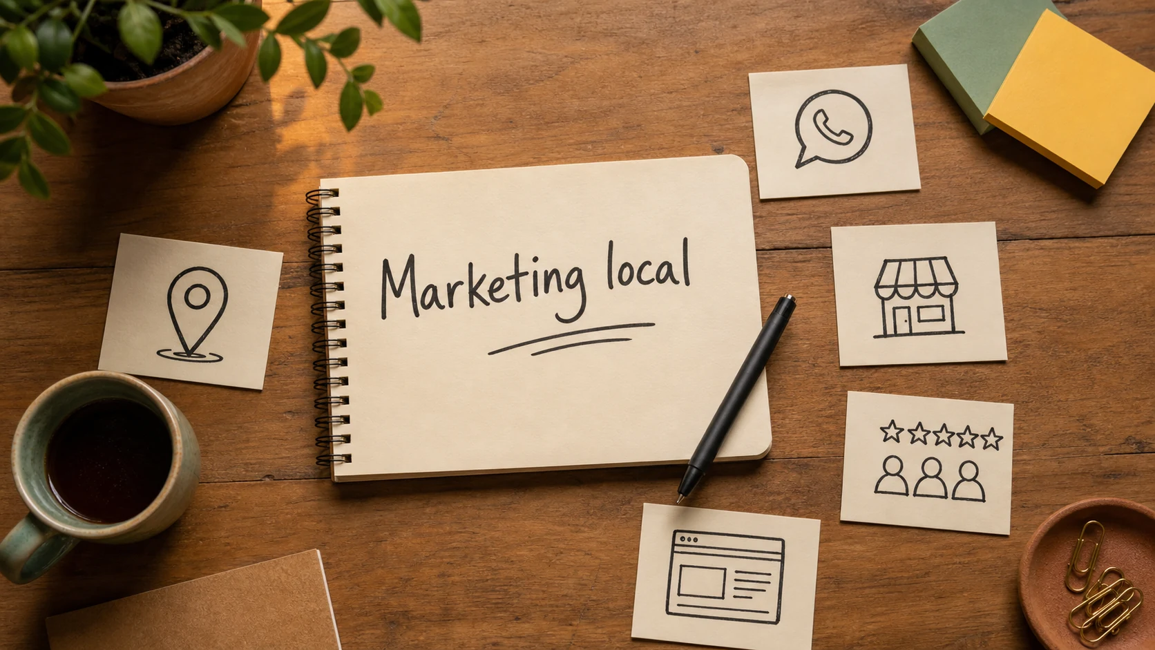 marketing digital local conectando Google, site, WhatsApp e avaliações